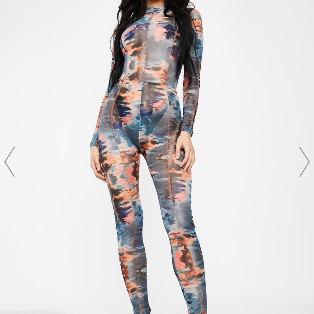 NWT Dolls Kill mesh catsuit medium poster grl